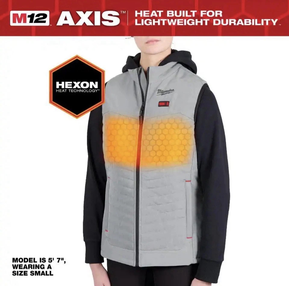 Milwaukee Women's M12 12V Lithium-Ion Cordless Axis Gray Heated Vest F300G-21L - Image 4 of 4