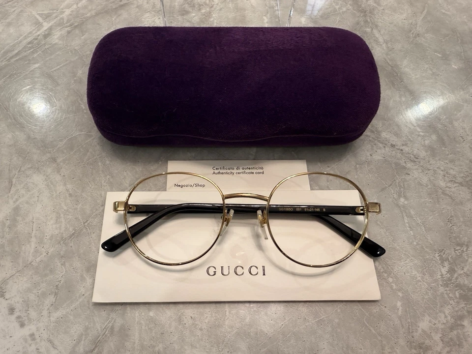 Óculos masculinos pequenos 51 mm GUCCI GG1585O 001 dourado preto - Imagem 3 de 4