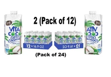 Vita Coco Organic Coconut Water Pressed More Coconutty Flavor Pack of 12