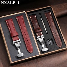 Luxury Leather Watch Strap 20mm 22mm 24mm  Quick Release Band with Butterfly ..