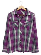 Street One Damen Hemdbluse kariert Gr. 40/L Lila Casual Langarm