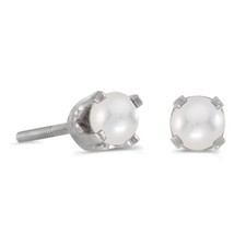 3 mm Petite White Gold Freshwater Cultured Pearl Screw-back Stud Earrings in