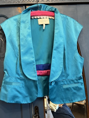 Authentic BCBGMAXAZRIA Runway Collection Silk Vest Teal Designer Sample Rare - Picture 2 of 8