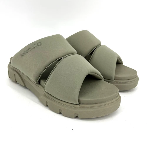 Timberland Sandalo Ciabatta Donna Grigio Tessuto Greyfield Slide (9) Nuovo senza etichette