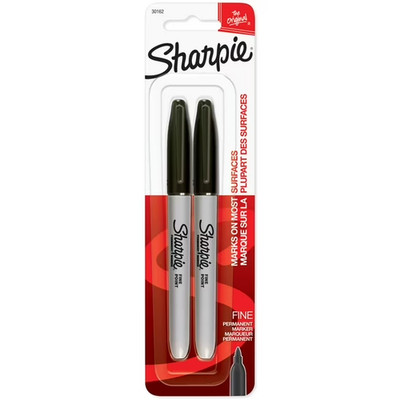 Sharpie Permanent Marker Original, Fine Point, Black (2 Pack) - New - Free Ship
