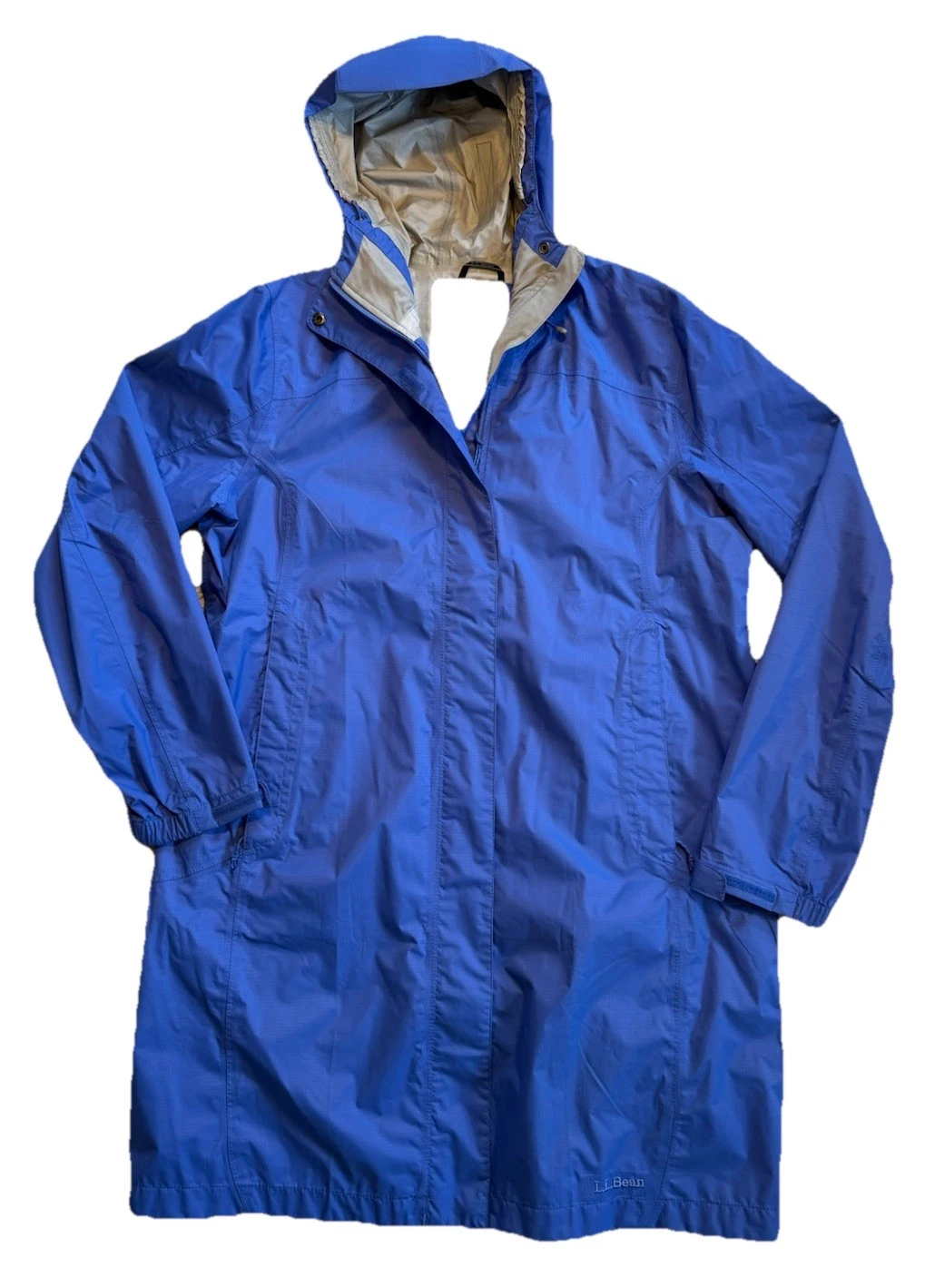 LL Bean Long Poncho Style Blue Waterproof Windbreaker Nylon Jacket UK L