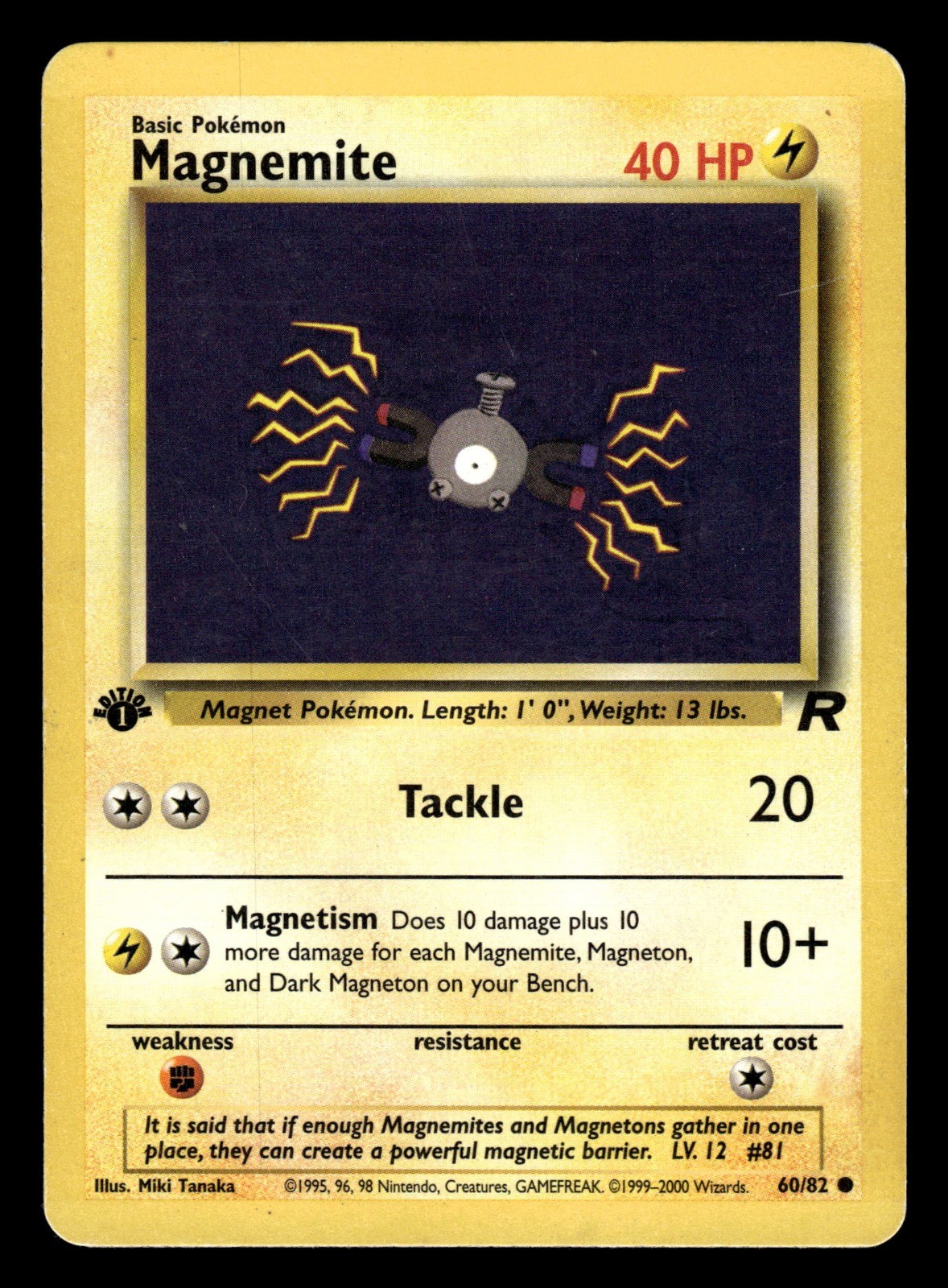 Pokemon TCG 2000 Team Rocket Magnemite 60/82 1st Edition Common