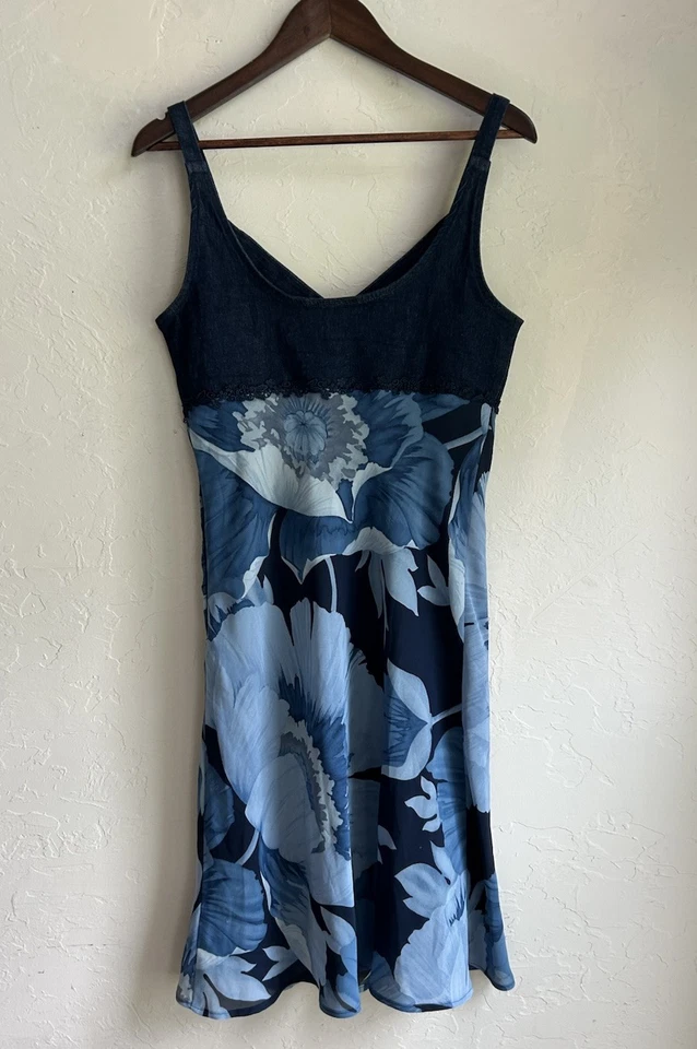 Vestido Babydoll Floral Vintage Años 90 Y2K Denim Midi 12 Fairy Grunge AGB Delicado Foto 2 de 4