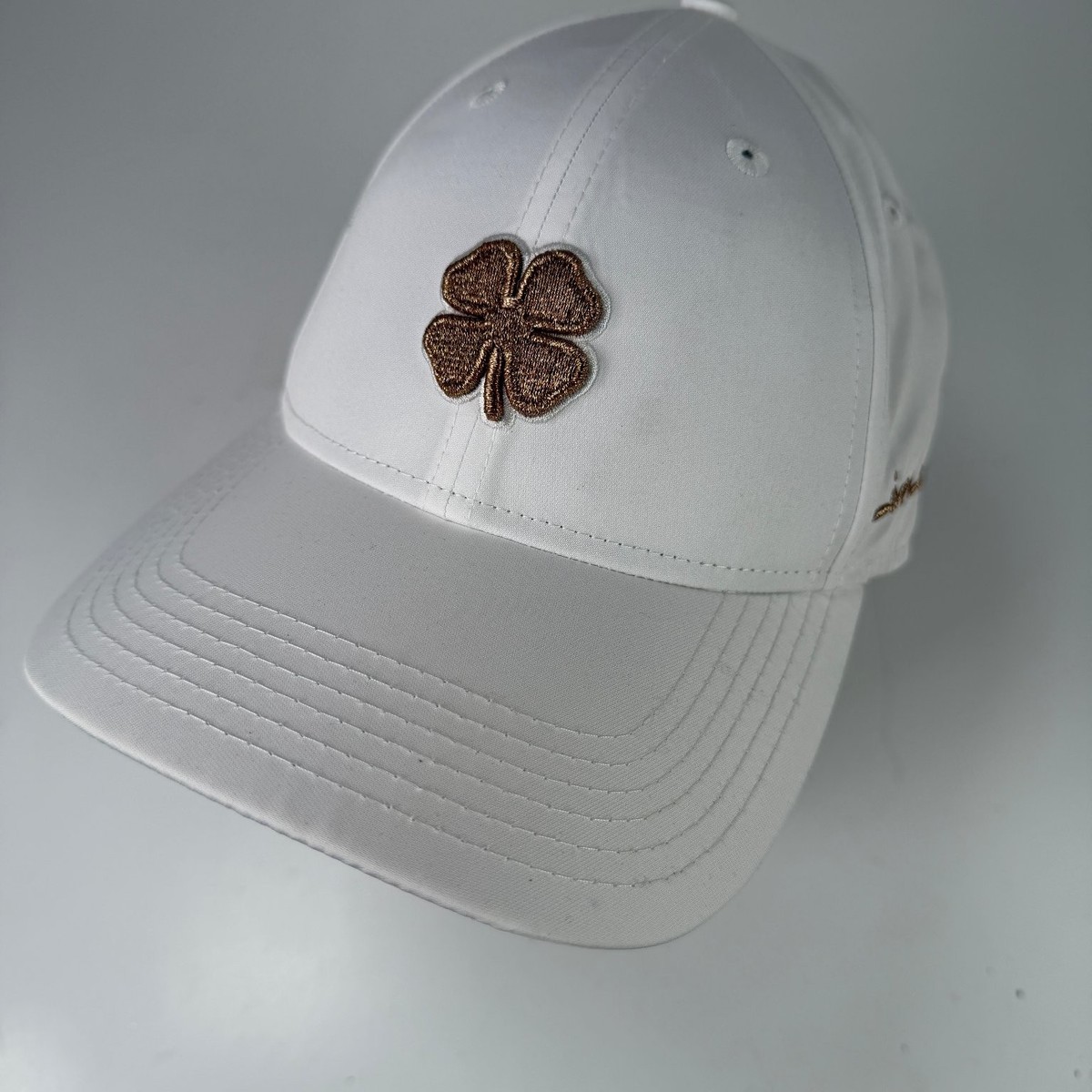 Black Clover Hat Women's White Gold Live Lucky Clover Logo