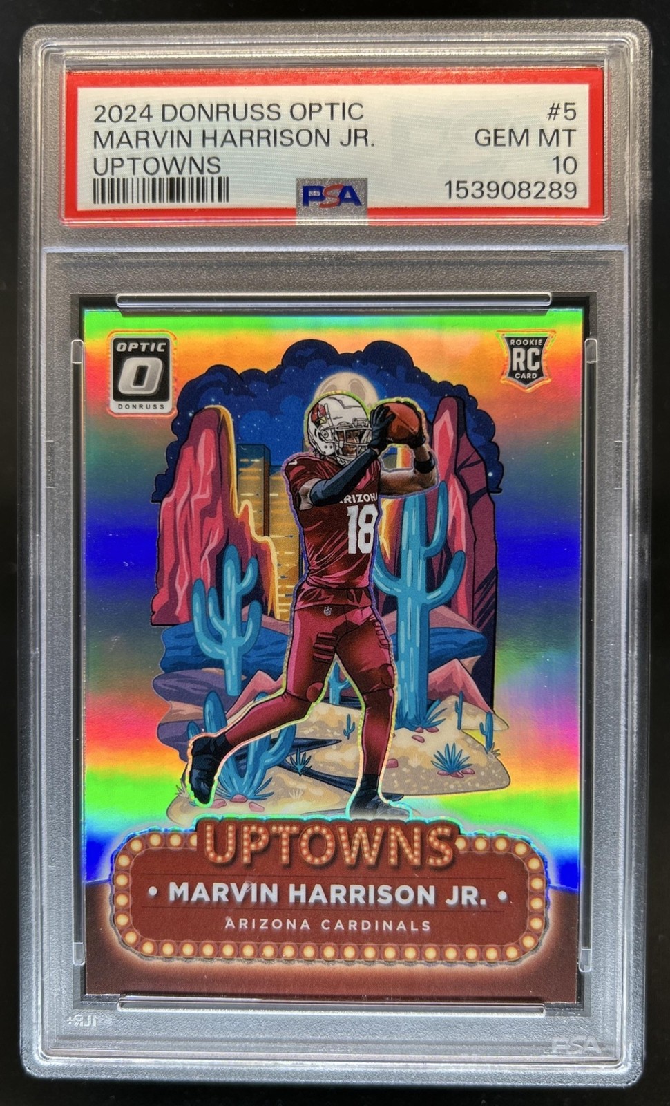 2024 Panini Donruss Optic Marvin Harrison Jr. Uptowns RC SSP #5 Cardinals PSA 10 view 1