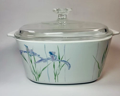 Vintage CorningWare Shadow Iris A-3-B 3Liter Casserole Dish & Pyrex A-9-C Lid