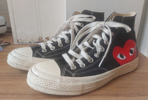 COMME DES GARCONS PLAY x CONVERSE SCARPE DA GINNASTICA ALTE NERE TAGLIA 7 40