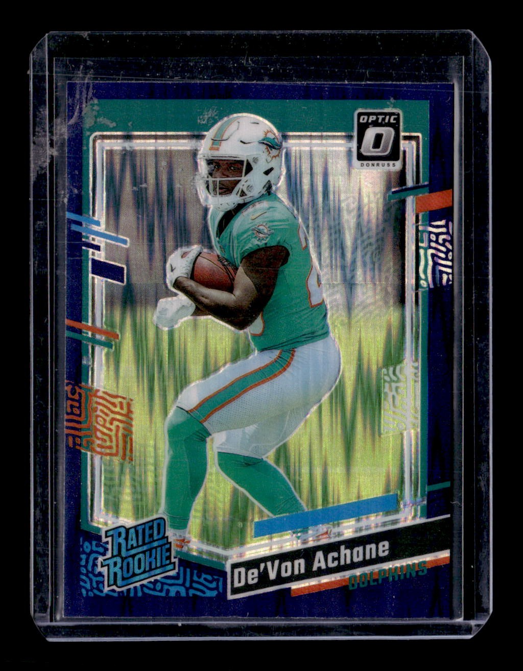 2023 Donruss Optic #269 De'Von Achane Purple Shock Miami Dolphins