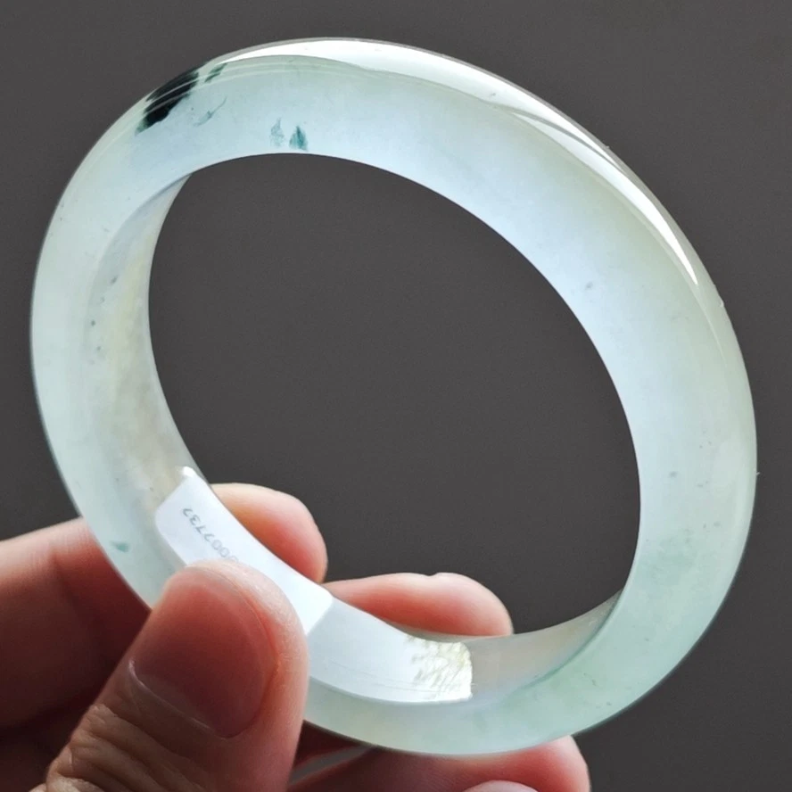 Brazalete de jadeíta verde helado natural 57 mm Birmania jadeíta jade 3129 Foto 4 de 4