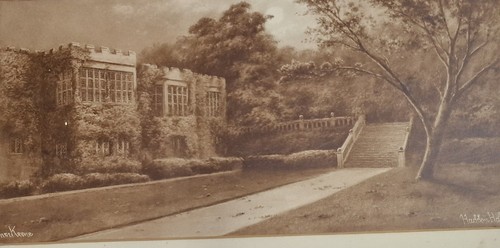 Antique Edwardian Elmer Keene Sepia Print, Haddon Hall Derbyshire, Peak District (photo 3)