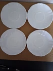 4 Vintage Arcopal France Scalloped Edge Milk Glass 5.25 Inch Saucers Perfect...