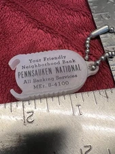 Vintage Keychain Coin Holder, Pennsauken (NJ) National Bank.  Phone ME 8-4100!