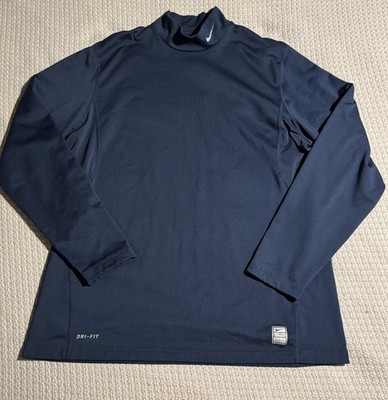 Nike Pro Combat Long Sleeve Compression Shirt Mens XL Blue Fleece