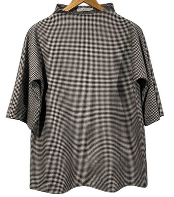 Bryan Walker Adria Jacquard Houndstooth Funnel Neck 3/4 Sleeve Tunic Sz XS