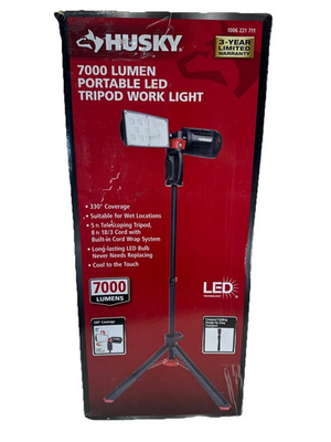 #ad Husky 7000 Lumens Portable Corded LED Work Light with Tripod 1006221711 $79.95