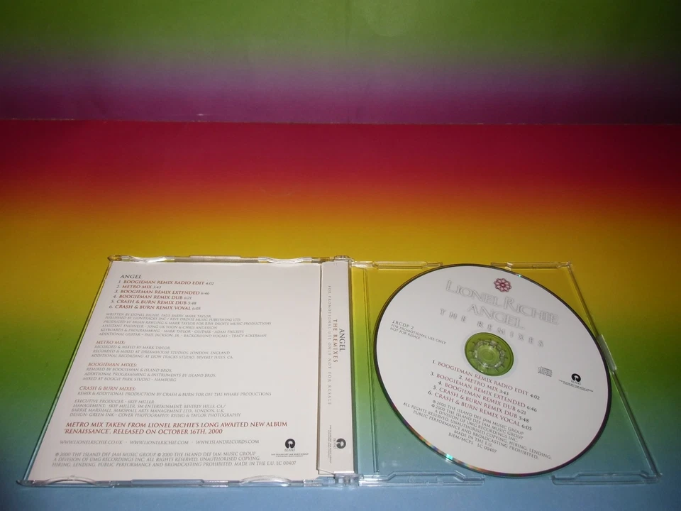 Lionel Richie - Angel - REMIXES *PROMO*ISLAND*DISCO*POP* MAXI-CD-MINT-NEUWERTIG - Bild 2 von 2