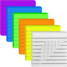 300 Sheets Lined Transparent Sticky Notes, 3X3 Inch 6 Colorful Clear See through