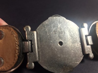 Ceinture Brighton Museum Collection - Cuir Croco Marron - Pièce Romaine Argent/or - Occasion