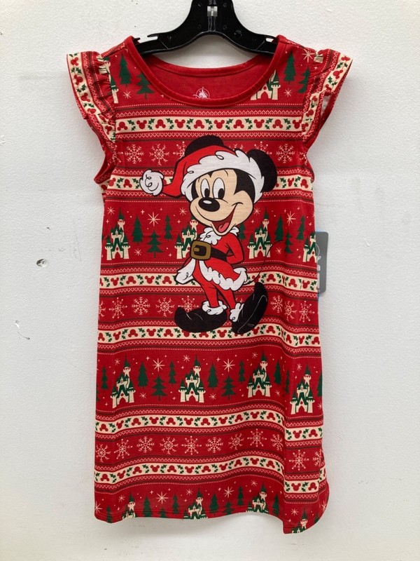 NWT Disney Store Santa Mickey Mouse Holiday Nightshirt Girl's Size 5-6
