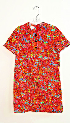 Vintage '70s McMullen Sz Small Pink, Turquoise, Purple, Blue & Orange Mini Dress