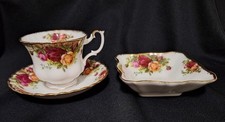 Royal Albert Old Country Roses Tea Cup, Saucer & Square Candy Nut Dish 62-74 B.S