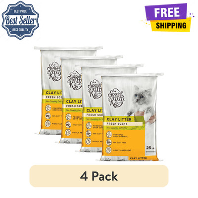 4 Pack Special Kitty Non-Clumping Clay Cat Litter, Fresh Scent, 25 lb Bag, Odor