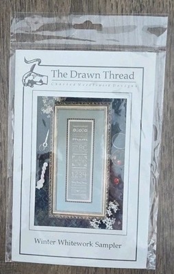 THE DRAWN THREAD cross stitch PATTERN wThread, Beads Winter Whitework Sampler