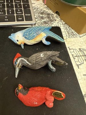 Fine Porcelain Red Cardinal Bird Clip-On Figurine Set of 3