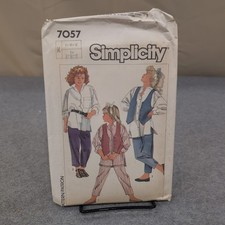 Simplicity 7057 Girls Shirt Vest Pants Sewing Pattern Size 8 10 12 Uncut 1985