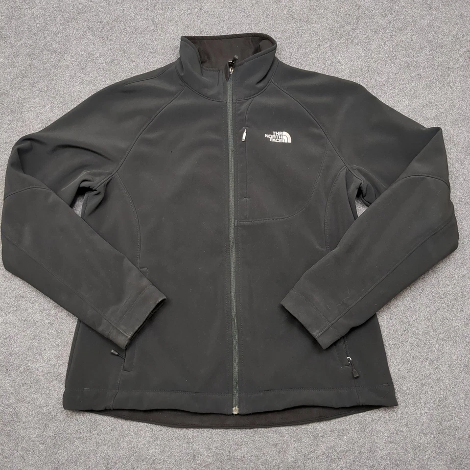 Chaqueta softshell negra The North Face para mujer talla grande cremallera completa forrada de vellón Foto 2 de 4