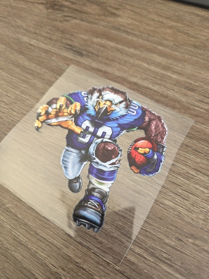 Seattle Seahawks Running Football Player Raised UV DTF Decal 4in X 4in Color - Image 3 of 4