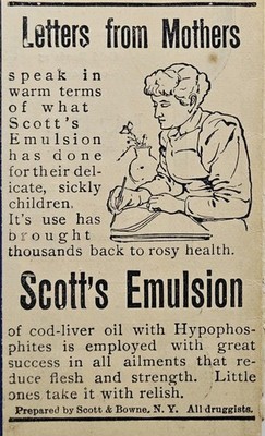 1893 Scott's Emulsion Print Ad Cod-Liver Oil Hypophosphites for Sickly Children