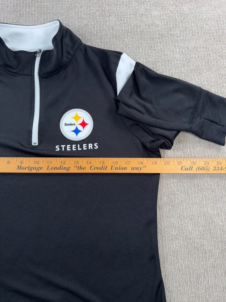 NFL Pittsburgh Steelers Chaqueta Mujer Grande Negra 1/4 Cremallera Manga Larga TX3 Genial Foto 3 de 4