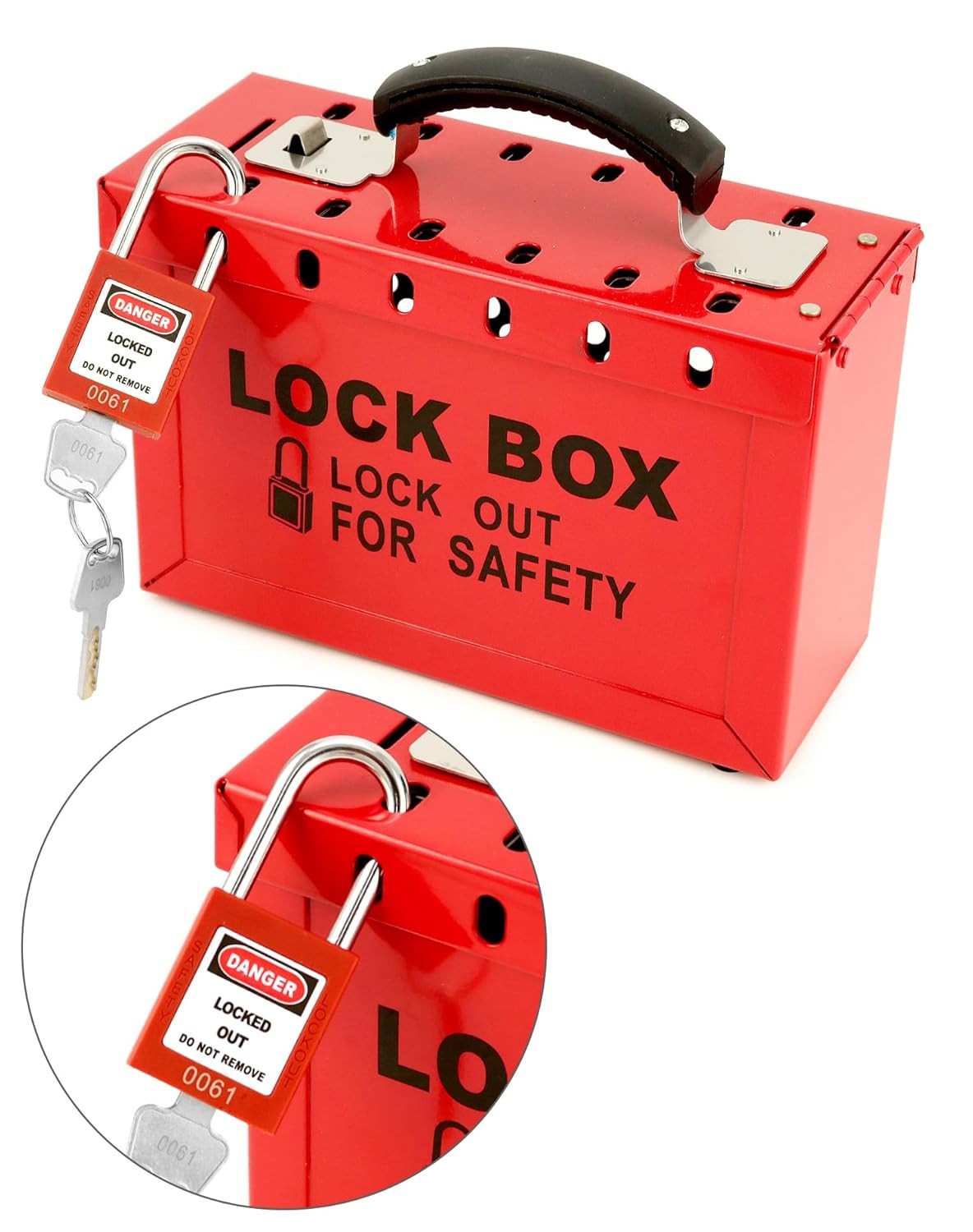 Lockout Tagout Box Kit, with 10 Keyed Loto Locks, Portable Group Lock Box - 12 S
