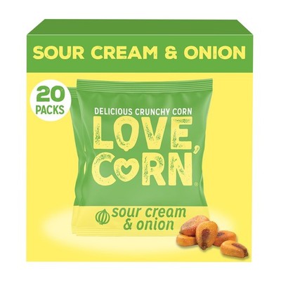 LOVE CORN Sour Cream & Onion   Crunchy Roasted Corn Snack, Gluten Free, NonGM...