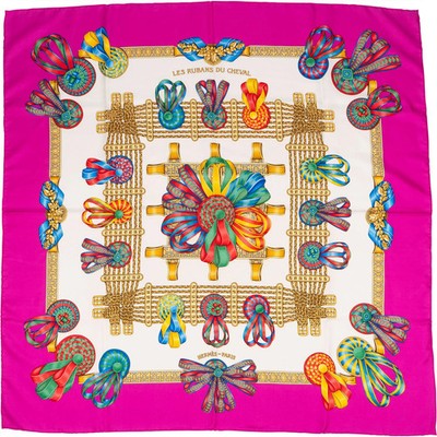 Hermès Les Rubans du Cheval Silk Carre 90 Scarf Tuch Schal
