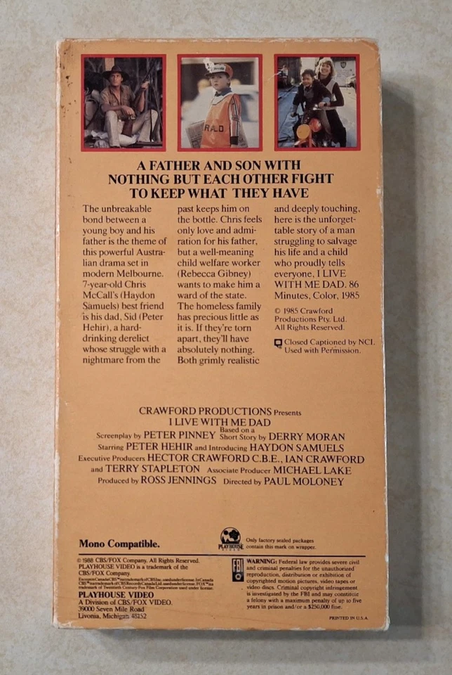 I Live With Me Dad VHS 1985 VERY RARE Australian TV Movie Peter Hehir NOT ON DVD Foto 2 de 4