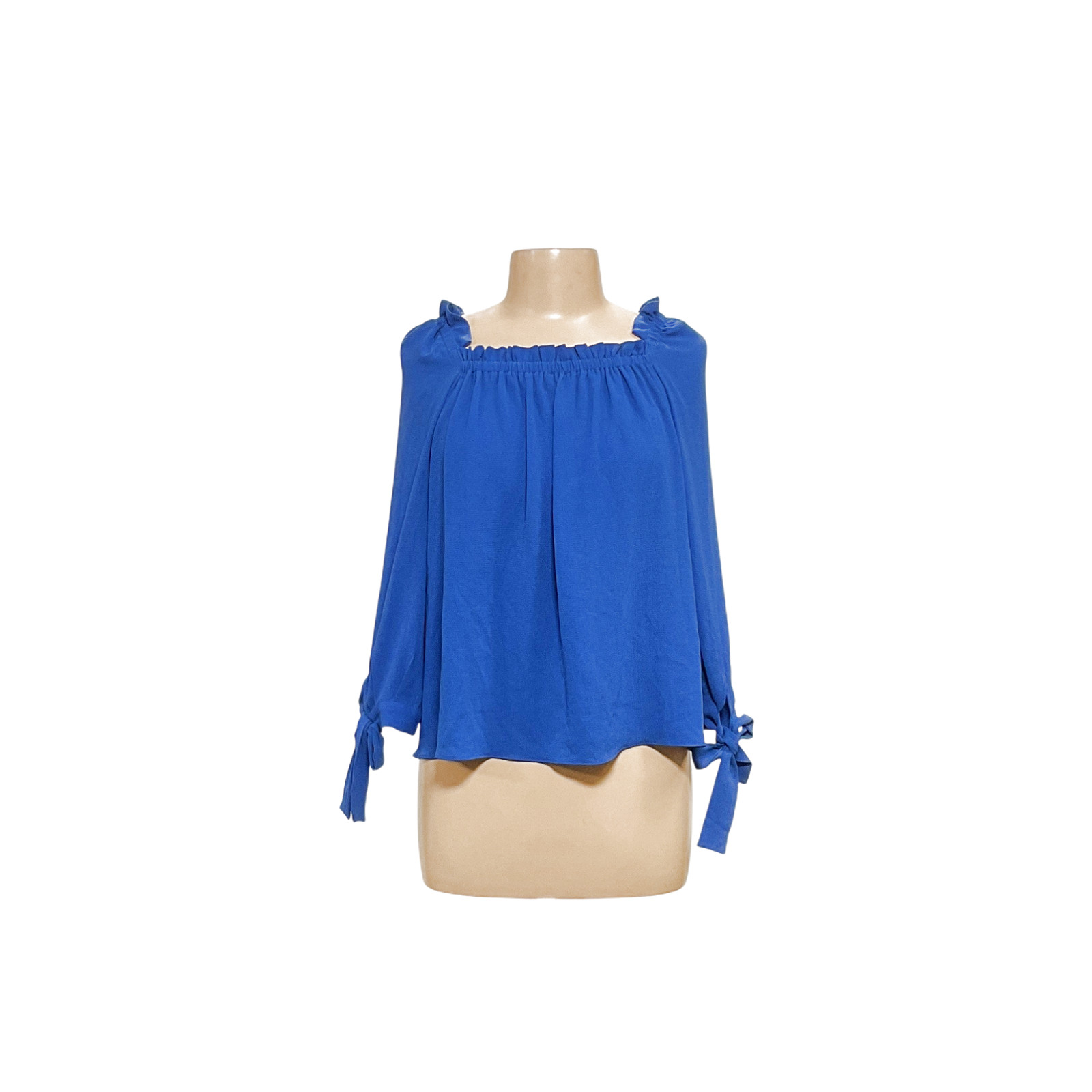 CeCe Blue Solid Polyester Blouse - Women's Size S - image 1