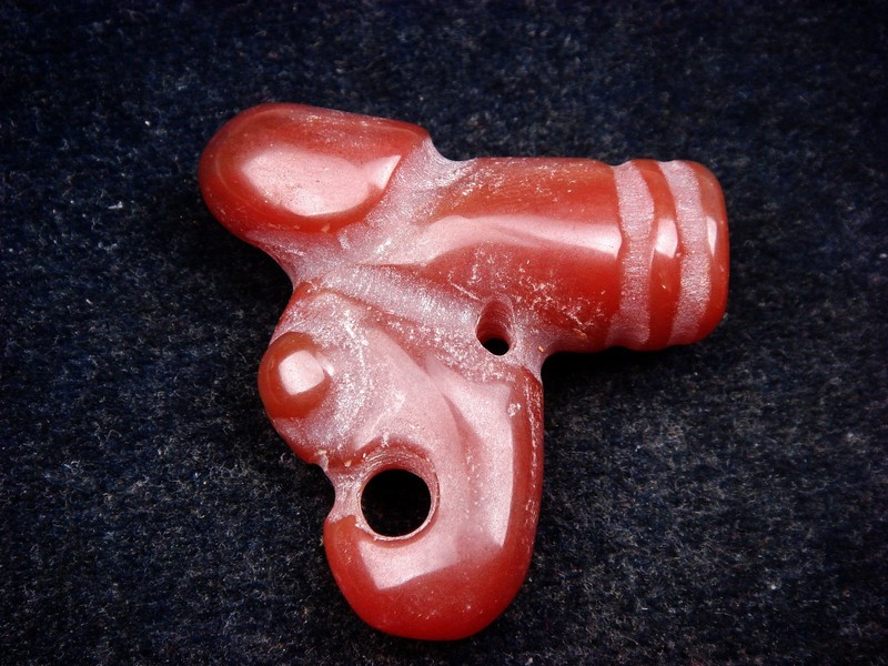 Old Nephrite Jade Stone Carved HongShan Culture Piggy Dragon w/ Penis #03052604