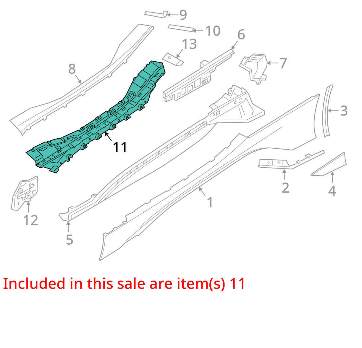 BMW i8 I12 Right Upper Side Skirt Bracket Assembly 7336374 2014 - 2020 OEM