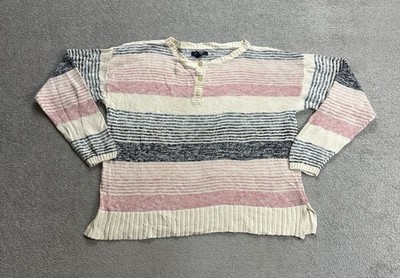 CHAPS Damen Pullover Sweater L Retro Jumper Strickpullover USA Pulli 4500 Bunt