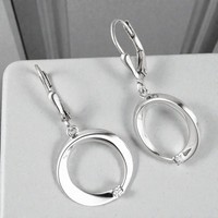 OhrhäNger 925 Sterling Silber 2 Zirkonia Ohrringe Boutons Silberohrringe