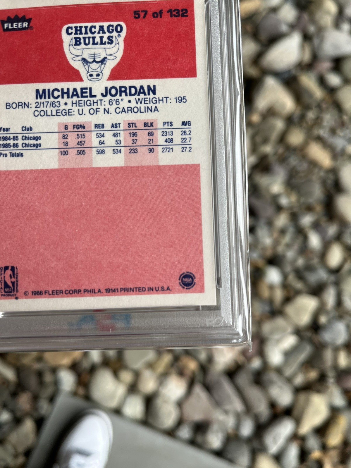 1986 Fleer Michael Jordan Rookie Card (RC) #57 PSA 6 EX-MT CENTERED FRONT & BACK view 11
