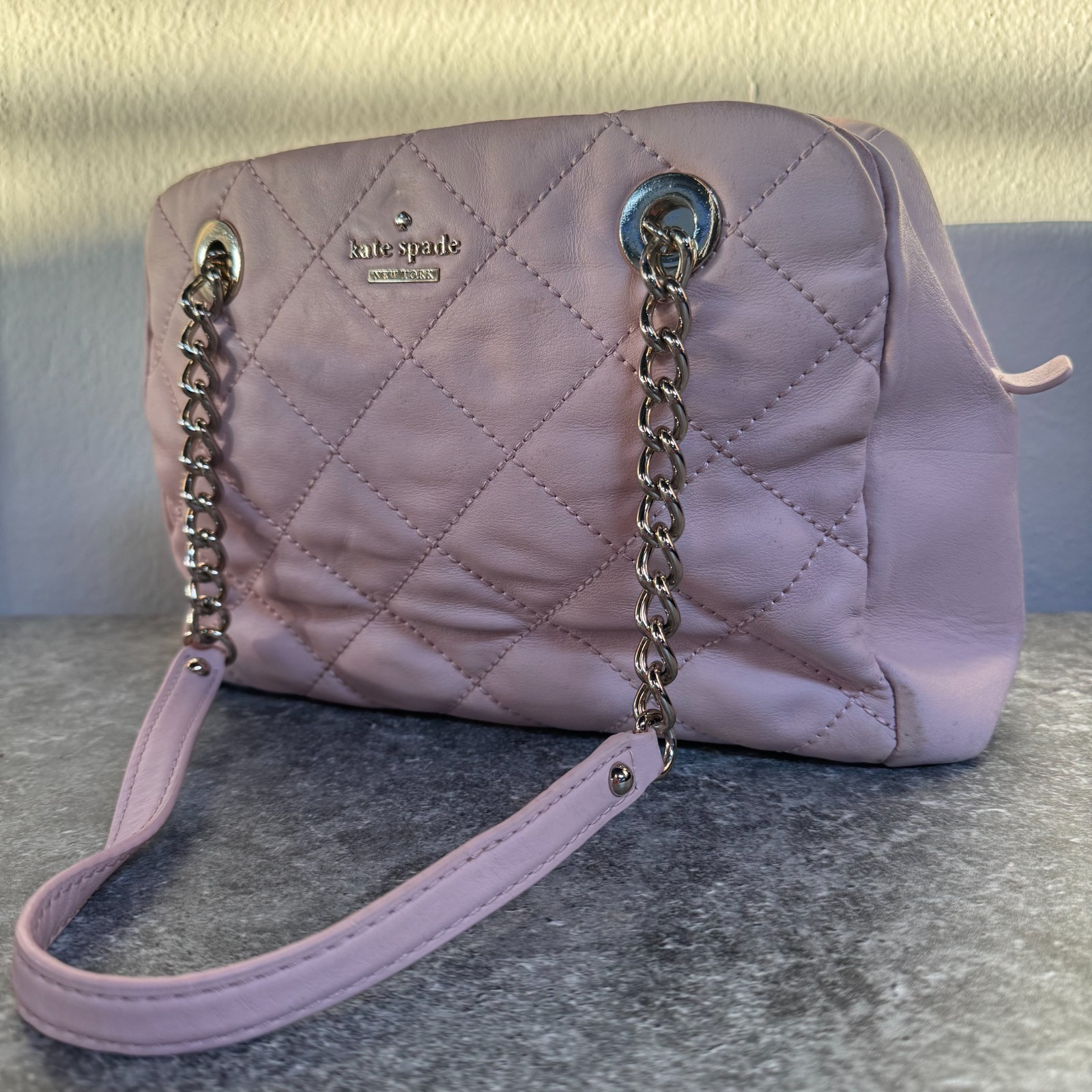 Kate Spade Emerson Place Quilted Leather Shoulder Hand bag Purse - Pink