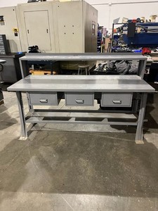 72" x 30" x 33-1/2" H Metal Work Bench w/ 3 Doors & Bottom & Top Shelf